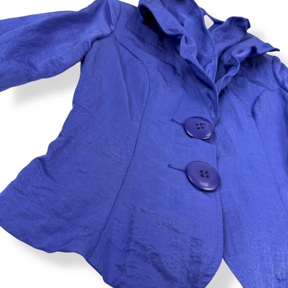 90's purple extravagant  evening fitted blouse blazer with unique double collar - Picture 11 of 16